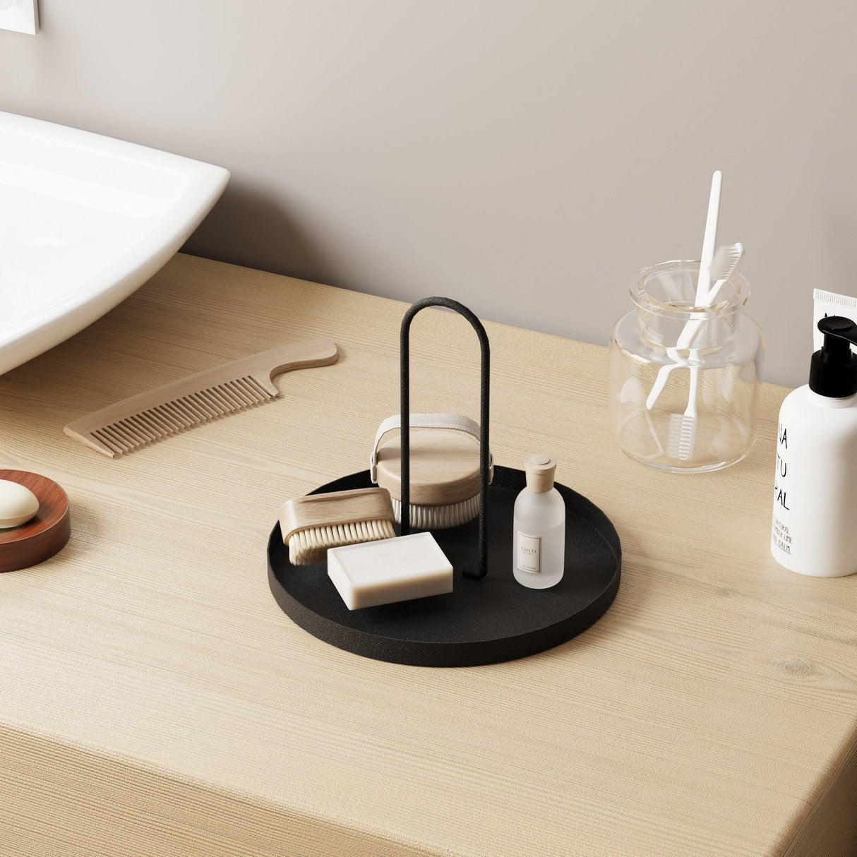 Accesoriu metalic decorativ Simi, Negru, 20.5x18 cm