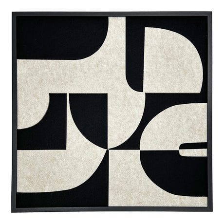 Arta de perete cu rama Jeire, alb-negru, lemn, 62x62 cm