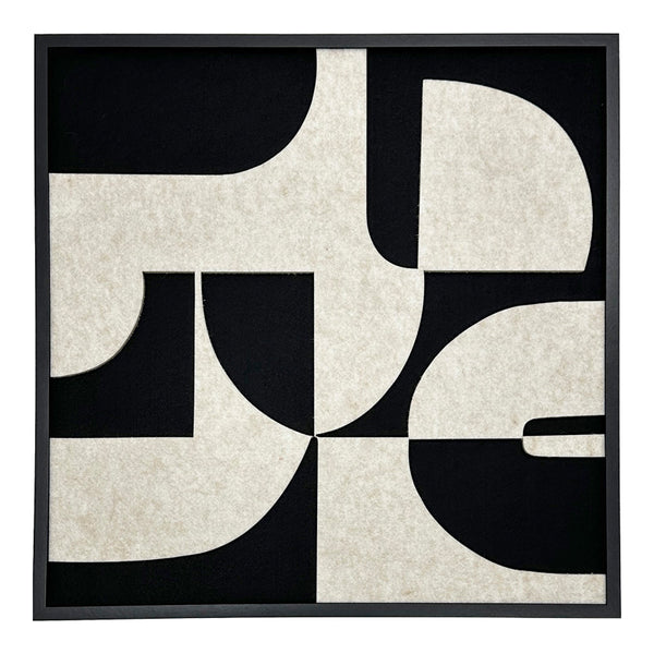 Arta de perete cu rama Jeire, alb-negru, lemn, 62x62 cm