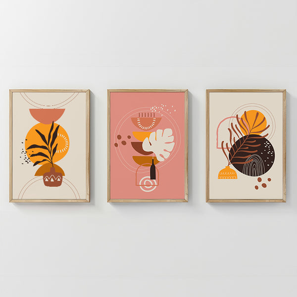 Arta de perete în rama Solith, Triptyque, Lemn, Multicolor, 33x48 cm