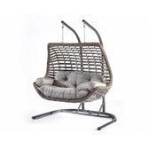 Balansoar de gradina Lux Rattan cu 2 locuri Arkadas, Gri, 173 x 214 x 120 cm