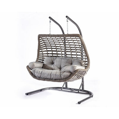 Balansoar de gradina Lux Rattan cu 2 locuri Arkadas, Gri, 173 x 214 x 120 cm