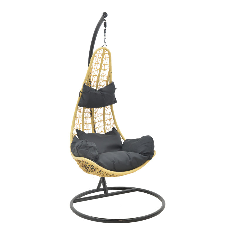 Balansoar de gradina Soleil cu structura Natural si metal, negru, 103x83x200 cm