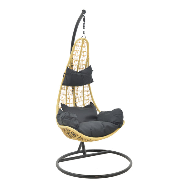 Balansoar de gradina Soleil cu structura Natural si metal, negru, 103x83x200 cm