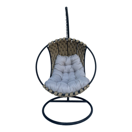 Balansoar Makito, Negru, PVC, Bej-Gri, 100x105x195 cm