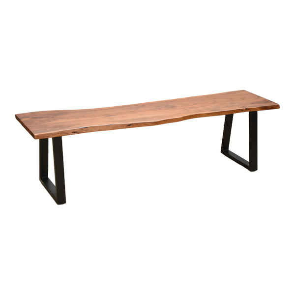 Bancă cu design slim Miles, lemn masiv de acacia cu finisaj, nuc, 160x40x45 cm
