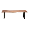 Bancă cu design slim Miles, lemn masiv de acacia cu finisaj, nuc, 160x40x45 cm, imagine suplimentara