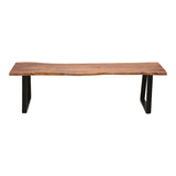Bancă cu design slim Miles, lemn masiv de acacia cu finisaj, nuc, 160x40x45 cm
