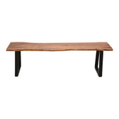 Bancă cu design slim Miles, lemn masiv de acacia cu finisaj, nuc, 160x40x45 cm, imagine suplimentara