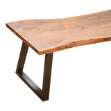 Bancă cu design slim Miles, lemn masiv de acacia cu finisaj, nuc, 160x40x45 cm