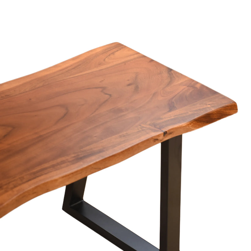 Bancă cu design slim Miles, lemn masiv de acacia cu finisaj, nuc, 160x40x45 cm