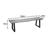 Bancă cu design slim Miles, lemn masiv de acacia cu finisaj, nuc, 160x40x45 cm