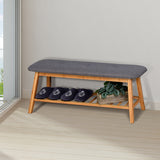 Bancă pentru încălțăminte cu 4 perechi Zerma, Bambus-Textil, Natural-Gri, 100x30x44 cm