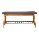 Bancă pentru încălțăminte cu 4 perechi Zerma, Bambus-Textil, Natural-Gri, 100x30x44 cm
