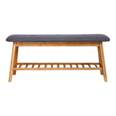 Bancă pentru încălțăminte cu 4 perechi Zerma, Bambus-Textil, Natural-Gri, 100x30x44 cm, detaliu produs