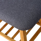 Bancă pentru încălțăminte cu 4 perechi Zerma, Bambus-Textil, Natural-Gri, 100x30x44 cm