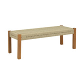 mobilier de gradina Banca Uma din lemn de tec si sfoara PE, Natural 150x45x40 cm