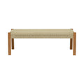 Banca Uma din lemn de tec si sfoara PE, Natural, 150x45x40 cm, detaliu produs