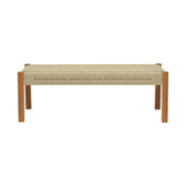 Banca Uma din lemn de tec si sfoara PE, Natural, 150x45x40 cm, detaliu produs