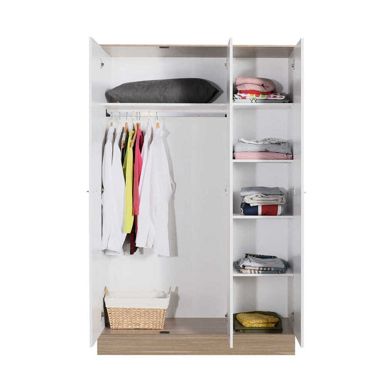 Dulap Haine Adore Base, 3 usi, Alb, 120x197x52 cm, perspectiva suplimentara