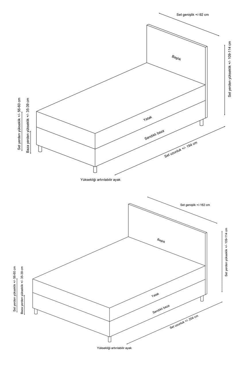 Baza pat dublu și tăblie Motya, Gri, 160x110x200 cm