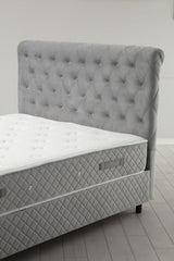 Baza pat dublu și tăblie Sonata, Gri, 150x130x208 cm