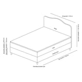 Baza pat dublu și tăblie Vassi, Gri, 150x125x200 cm