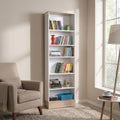 Biblioteca Adore Base, 6 rafturi, Crem / Alb, 60x197x26 cm