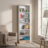 Biblioteca Adore Base, 6 rafturi, Crem / Alb, 60x197x26 cm