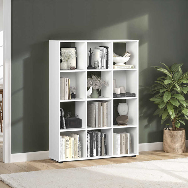 Biblioteca Adore Cubic, Alb - Stejar, 104x141x30 cm