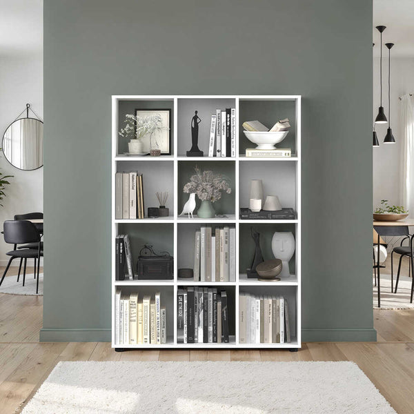 Biblioteca Adore Cubic, Alb - Stejar, 104x141x30 cm