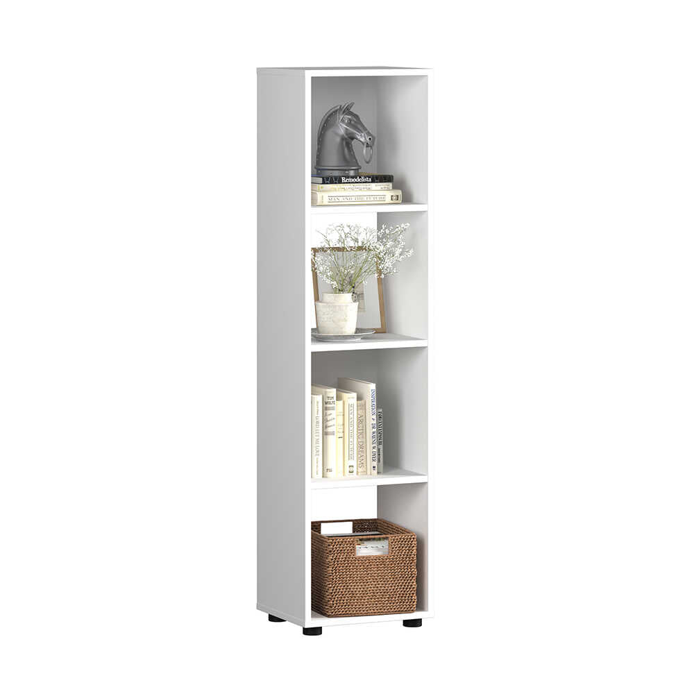 Biblioteca Adore Cubic, Alb - Stejar, 36x141x30 cm - Alb