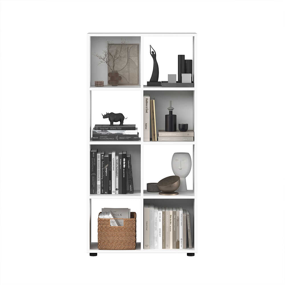 Biblioteca Adore Cubic, Alb - Stejar, 70x141x30 cm - Alb