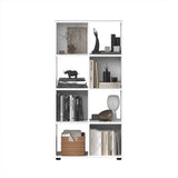 Biblioteca Adore Cubic, Alb - Stejar, 70x141x30 cm - Alb