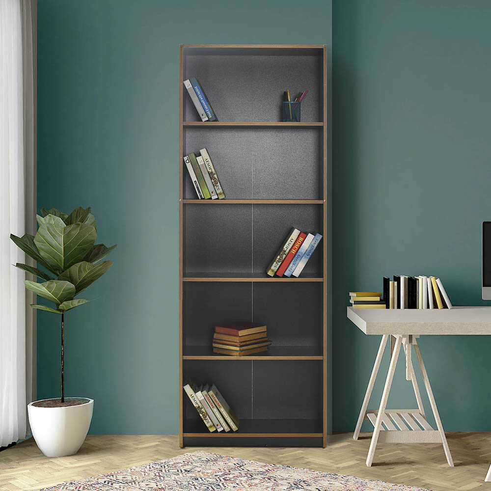Biblioteca Adore Modern, 5 rafturi, 64x182x26 cm - Antracit