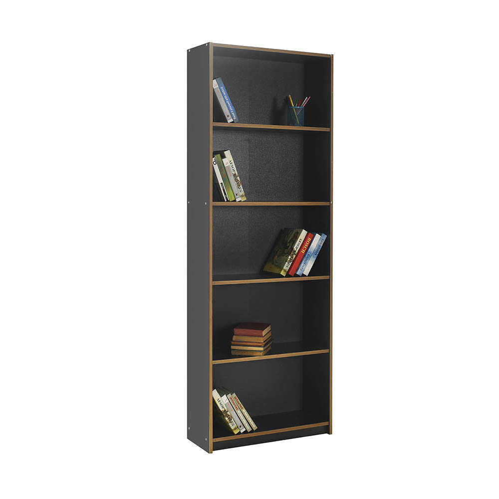 Biblioteca Adore Modern, 5 rafturi, 64x182x26 cm - Antracit