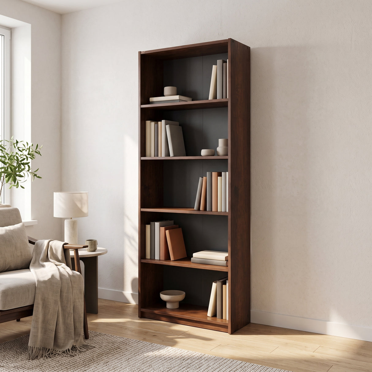 Biblioteca Adore Modern, 5 rafturi, 64x182x26 cm - Nuc