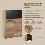 Biblioteca Adore New York, 2 usi cu cheie, 3 rafturi, Natur - Sonoma, 72x110x34 cm - Natur
