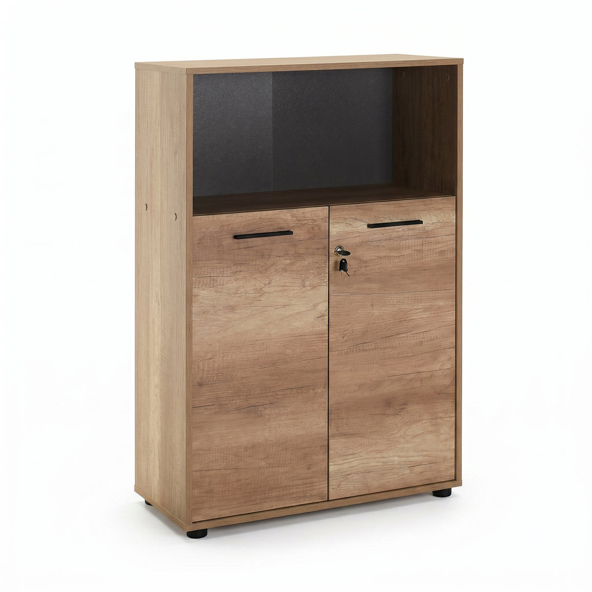 Biblioteca Adore New York, 2 usi cu cheie, 3 rafturi, Natur - Sonoma, 72x110x34 cm - Sonoma
