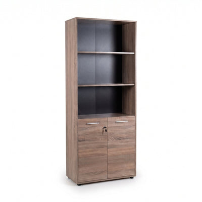 Biblioteca Adore New York Office, 2 usi cu cheie, 3 rafturi fix, 72 x 187 x 34 cm