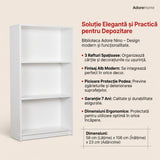 Biblioteca Adore Nino, 3 rafturi, Alb - Stejar, 58x106x23 cm - Alb