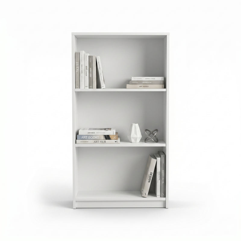 Biblioteca Adore Nino, 3 rafturi, Alb - Stejar, 58x106x23 cm