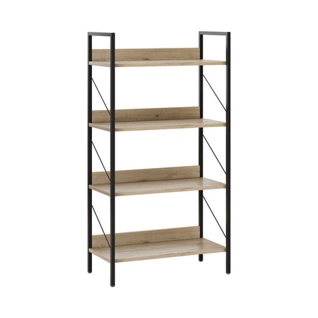 Biblioteca Adore Profile cu 4 rafturi, Alb - Maro - Stejar, 73x136x35 cm