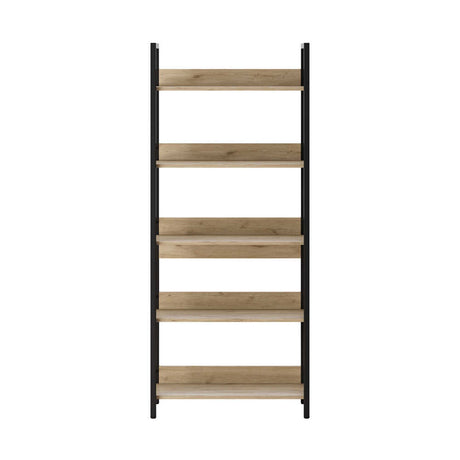 Biblioteca Adore Profile cu 5 rafturi, Alb - Maro - Stejar, 73x172x35 cm