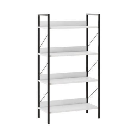 Biblioteca Adore Profile cu 4 rafturi, Alb - Maro - Stejar, 73x136x35 cm