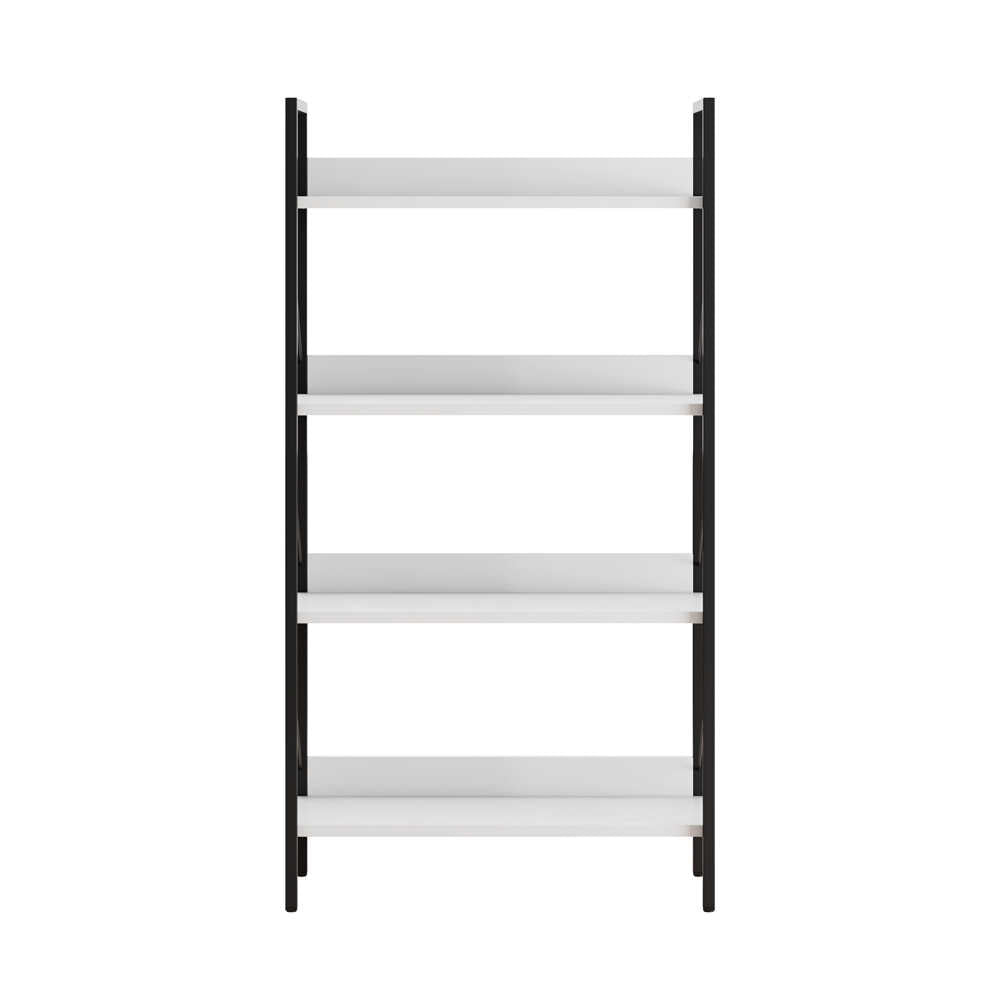 Biblioteca Adore Profile cu 4 rafturi, Alb - Maro - Stejar, 73x136x35 cm - Alb