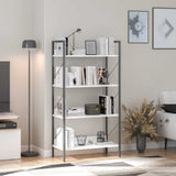 Biblioteca Adore Profile cu 4 rafturi, Alb - Maro - Stejar, 73x136x35 cm - Alb