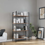 Biblioteca Adore Profile cu 4 rafturi, Alb - Maro - Stejar, 73x136x35 cm - Maro