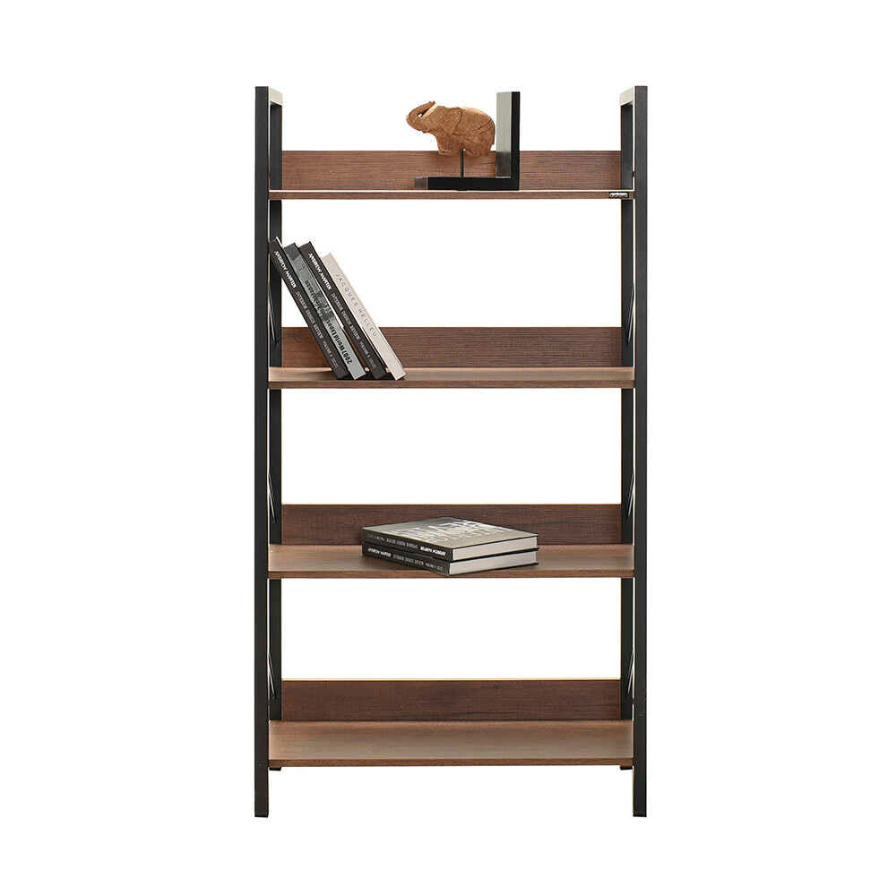 Biblioteca Adore Profile cu 4 rafturi, Alb - Maro - Stejar, 73x136x35 cm - Maro