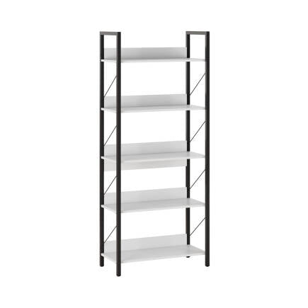 Biblioteca Adore Profile cu 5 rafturi, Alb - Maro - Stejar, 73x172x35 cm